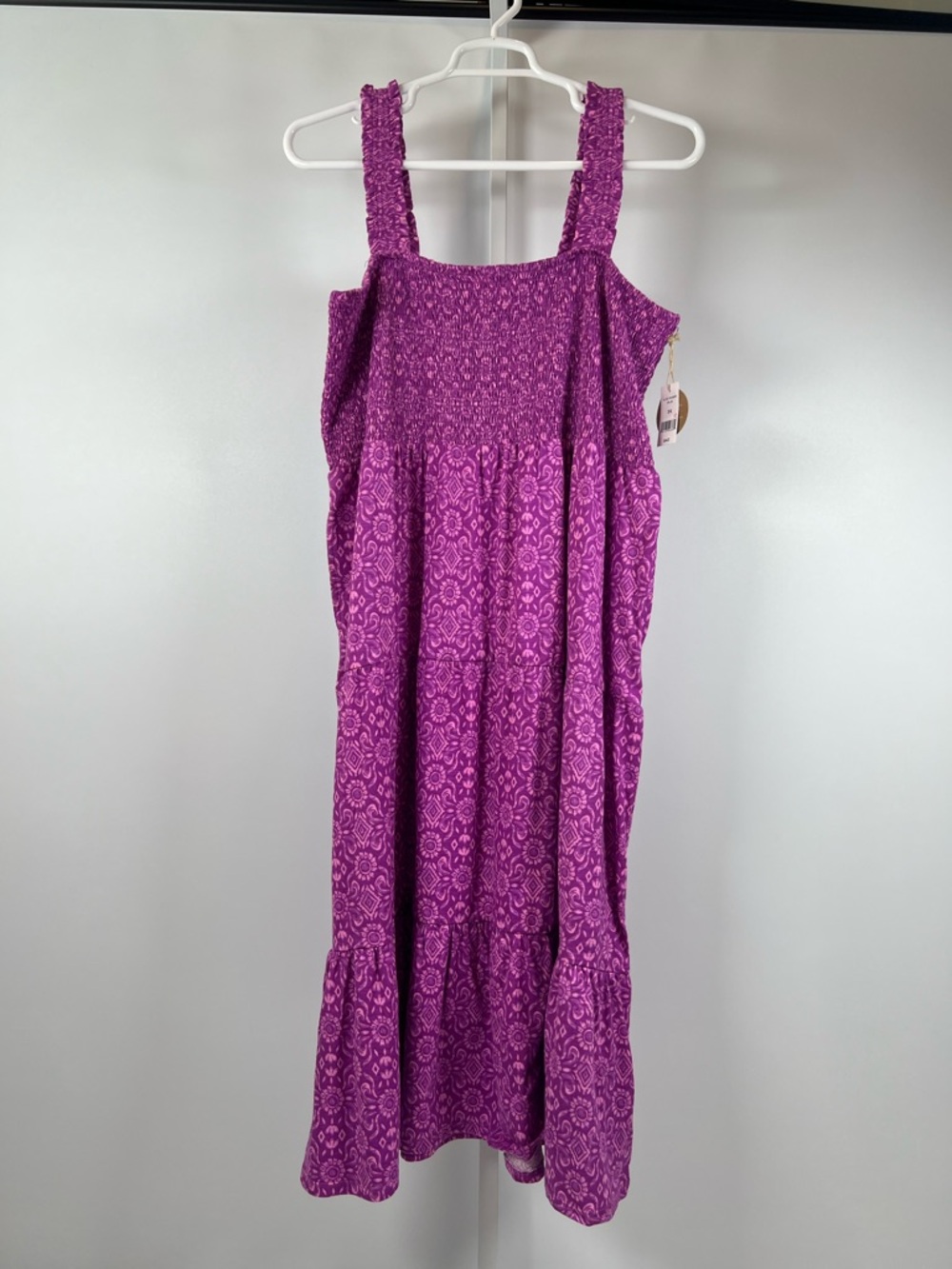Dip Purple Floral Smocked Tiered Maxi Dress Plus Size 3X A-line Ruffled Sundress